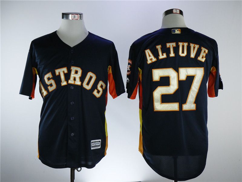 Men Houston Astros 27 Altuve Blue Game Champion Edition MLB Jerseys
